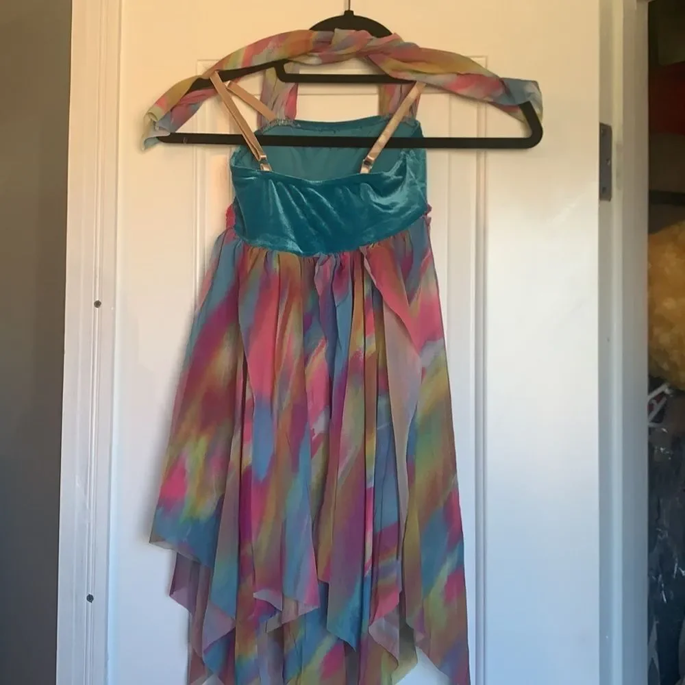 Costume Gallery multi color dance costume. Lyrical. Solo.  Blue Pink Med Child